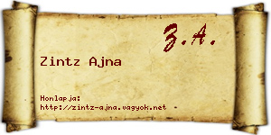 Zintz Ajna névjegykártya